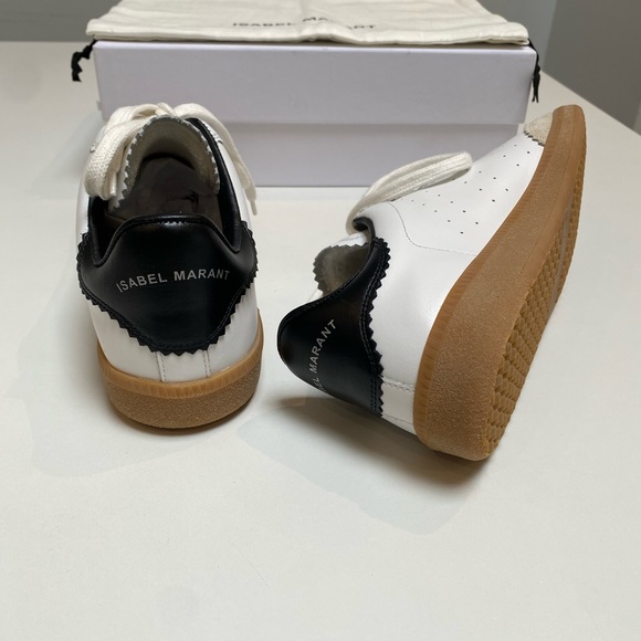Isabel Marant Bryce Leather Sneaker in White/Black sz 38 New in Box - Picture 9 of 10